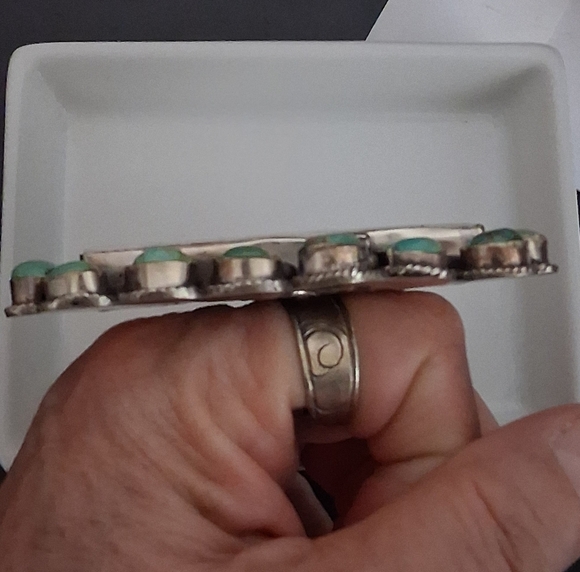 TURQUOISE LIGHTENING BOLT RING ADJUSTABLE SIZE 8-11 - Picture 4 of 6